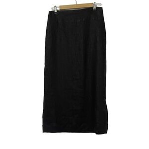 Hevron Black Linen Cala Skirt Size 10 Quiet Luxury Modern Designer Minimalist